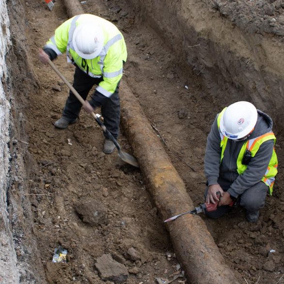 Wood pipe discovered by construction workers in Denver